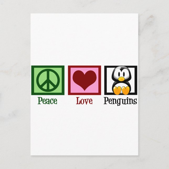 Cartão Postal Pinguins de Paz e Amor (Frente)