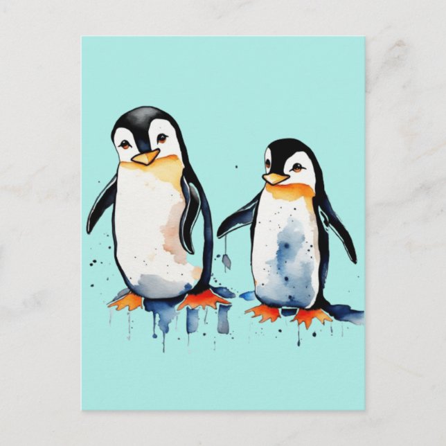 Cartão Postal Pinguins fofinhos (Frente)
