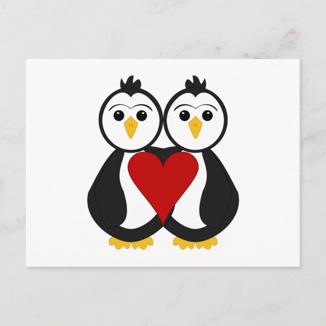 Cartão Postal Pinguins Fofos Apaixonados (Frente)