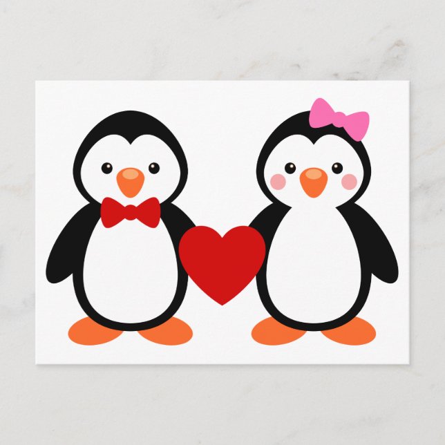 Cartão Postal Pinguins no amor (Frente)