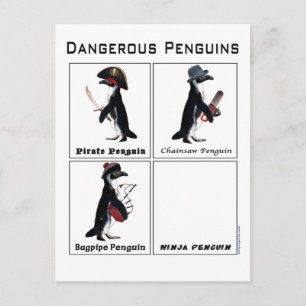 Cartão Postal pinguins perigosos