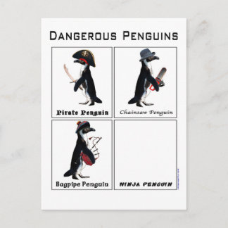 Cartão Postal pinguins perigosos