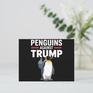 Cartão Postal Pinguins Resistentes Contra Trump com Nadadeiras L