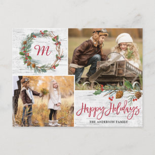 Cartão Postal Pinhas de Natal 2 FOTOS Casca de Bétula Férias