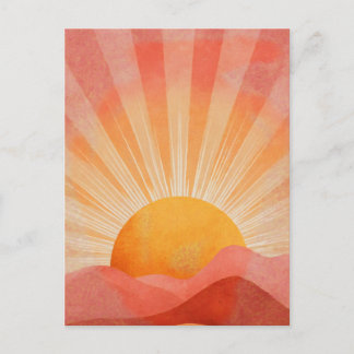 Cartão Postal Pink and Orange Boho Sunrise