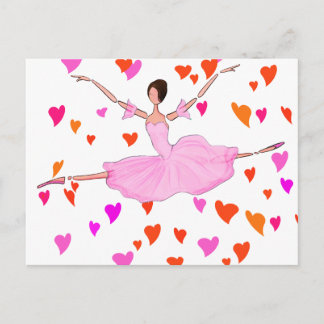 CARTÃO POSTAL PINK BALLERINA DANÇANDO E JUMPANDO
