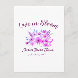 Cartão Postal pink  boho love in Bloom bridal shower name retro
