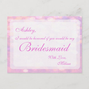 Cartão Postal Pink Bokeh   Bridesman