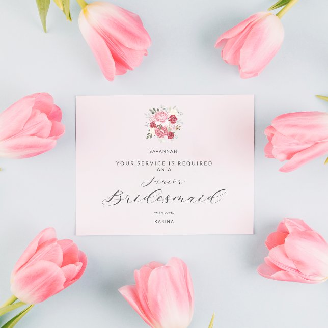 Cartão Postal Pink Bouquet Will You Be My Junior Bridesmaid (Criador carregado)