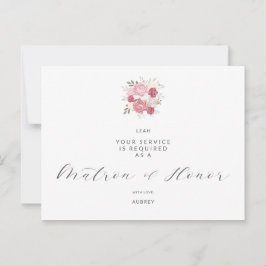 Cartão Postal Pink Bouquet Will You Be My Matron Honor Proposal 