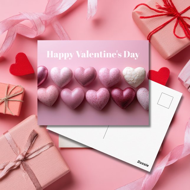 Cartão Postal Pink Candy Hearts Valentine`s Day Card  (Criador carregado)