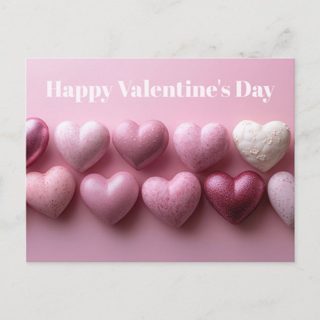 Cartão Postal Pink Candy Hearts Valentine`s Day Card  (Frente)