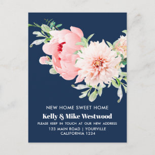 Cartão Postal Pink Dahlia Mudamos o novo endereço Nova Casa