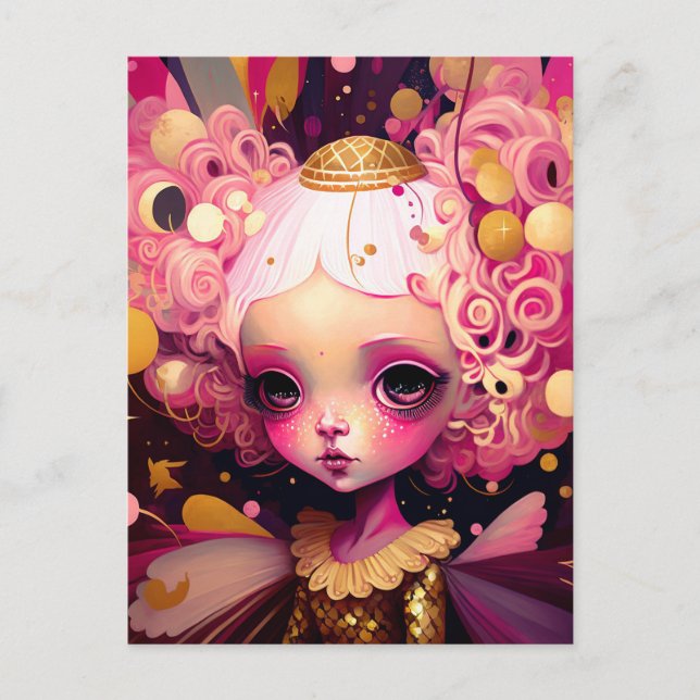 Cartão Postal Pink Fairy Fantasy Art (Frente)
