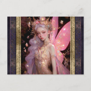 Cartão Postal Pink Fairy Woman Fantasy Art