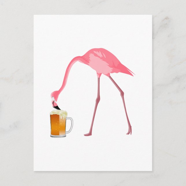 Cartão Postal Pink Flamingo Beer Lover (Frente)