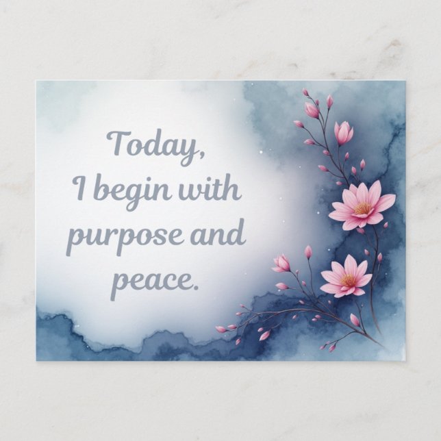 Cartão Postal Pink Flower Inspirational Affirmation (Frente)