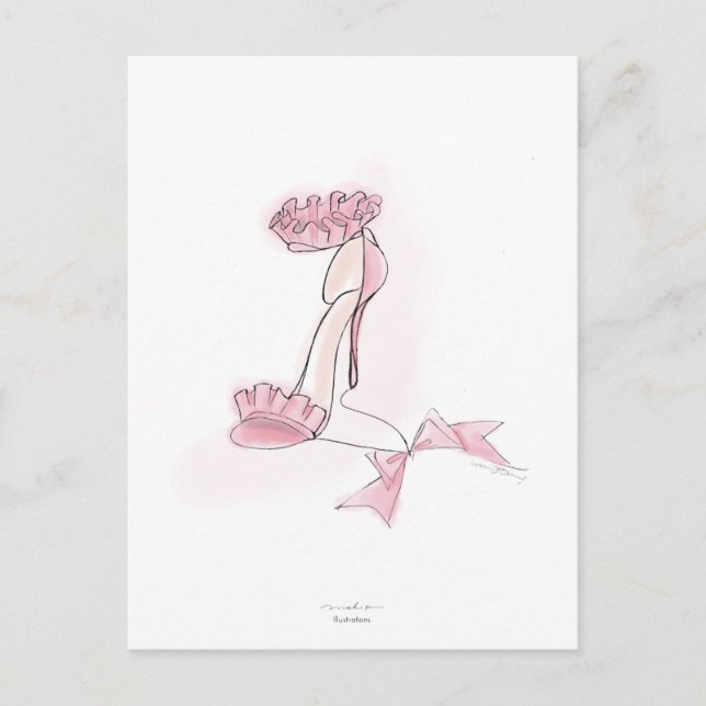 Cartão Postal Pink Frilled High Heels Illustration (Frente)