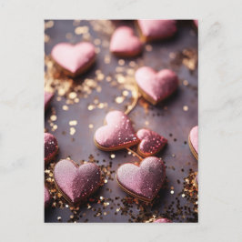 Cartão Postal pink glitter hearts for valentine`s day