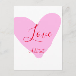 Cartão Postal Pink heart love happy Valentine's day text red nam