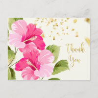 Pink Hibiscus, ouro confetti Obrigado