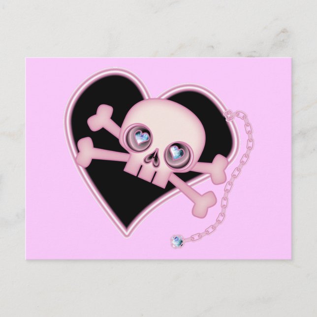 Cartão Postal Pink Neon Skull (Frente)