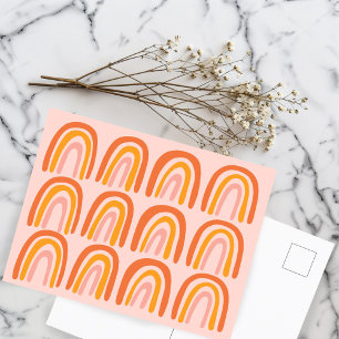 Cartão Postal Pink Orange Sweet Rainbow Patterno