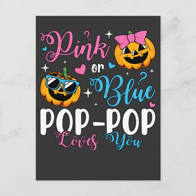 Cartão Postal Pink ou Azul Vovô Ama Você Pumpkin Baby (Frente)