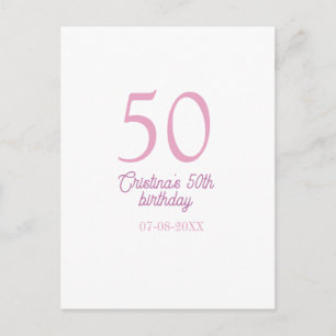 Cartão Postal PINK PASTEL 50 aniversário aniversário adicionar n