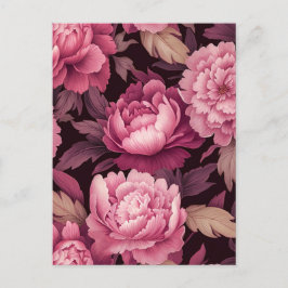 Cartão Postal pink peony flowers postcrossing card
