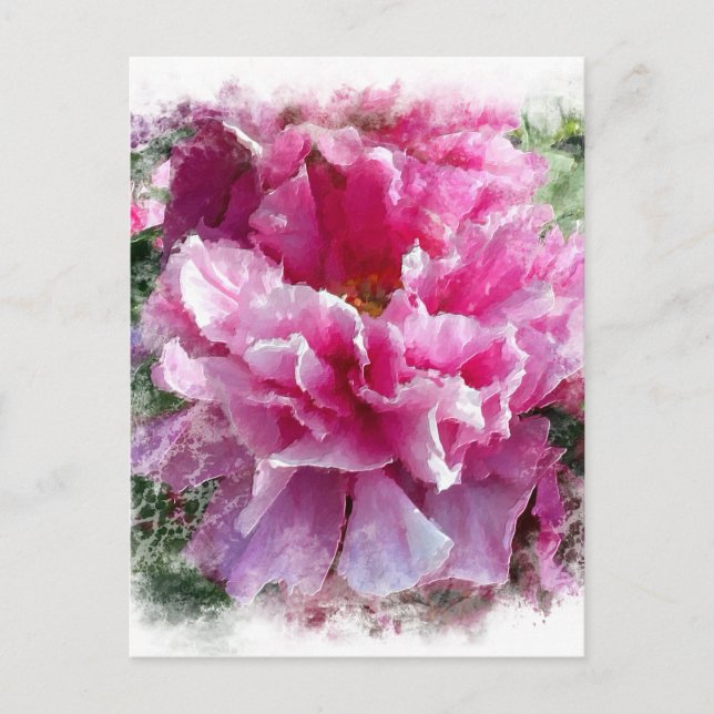 Cartão Postal *~* Pink Peony Painting Impressionismo Artístico A (Frente)