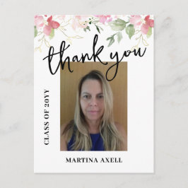 Cartão Postal Pink Photo Graduation Thank You Postcard