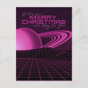 Cartão Postal Pink Retrowave Natal