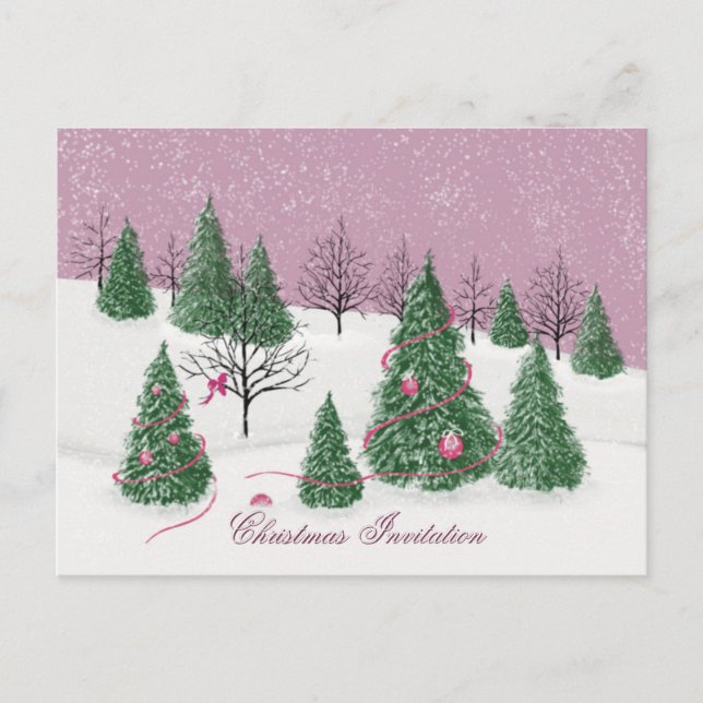Cartão Postal Pink Rose Enchanted Forest Holiday Letter Card (Frente)