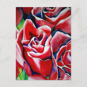 Cartão Postal Pink Roses — pintura de aquarela