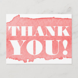 Cartão Postal Pink Watercolor Obrigado Cartão-postal