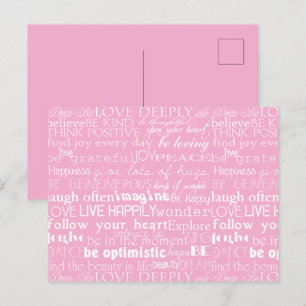 Cartão Postal Pink White Inspirational Words Christmas