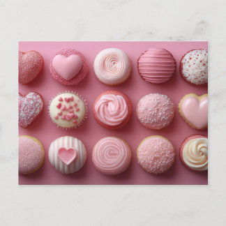 Cartão Postal Pinke süße Cupcakes Valentinstag