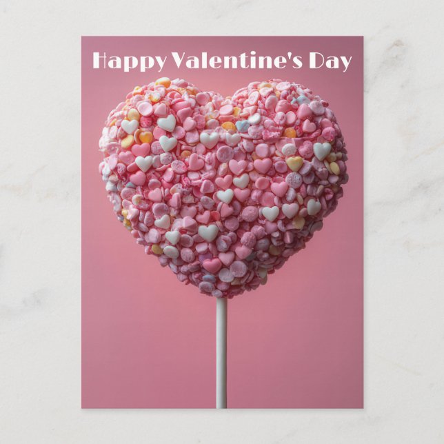 Cartão Postal Pinker Herz Cake Pop Valentinstag (Frente)