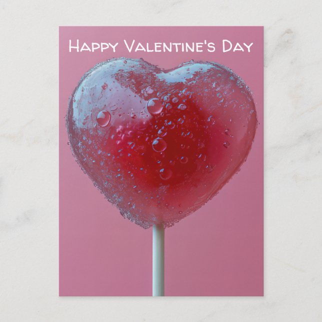 Cartão Postal Pinker Herz Lollipop Valentinstag (Frente)