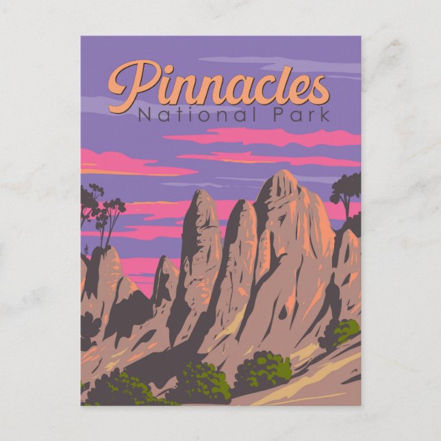 Cartão Postal Pinnacle National Park Illustration Viagem Art (Frente)