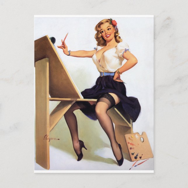 Cartão Postal Pino de pintura para cima (Frente)