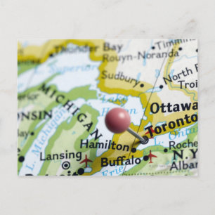 Cartão Postal Pino do mapa colocado em Toronto, Canadá no mapa,
