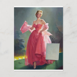 Cartão Postal Pino do vestido vermelho
