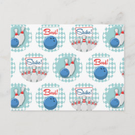 Cartão Postal Pinos da Bola de boliche do padrão da Boliche retr