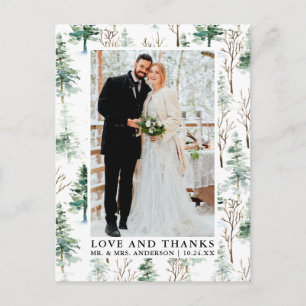 Cartão Postal Pinos em Aquarela Vegetação Amor e Agradecimento C