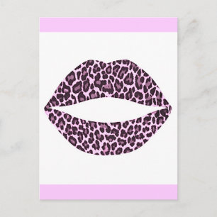 CARTÃO POSTAL PINQUES PRETOS BEIJOS BRANCOS SMILIS LEOPARD PRINT