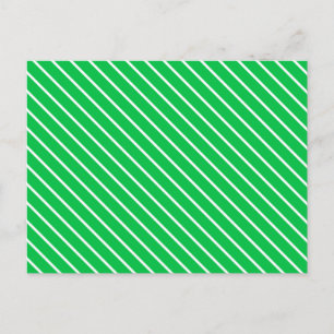 Cartão Postal Pinstripes diagonais - esmeraldo verde e branco