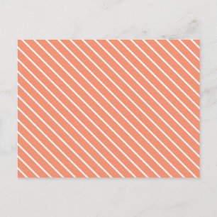 Cartão Postal Pinstripes diagonais - laranja e branco de coral