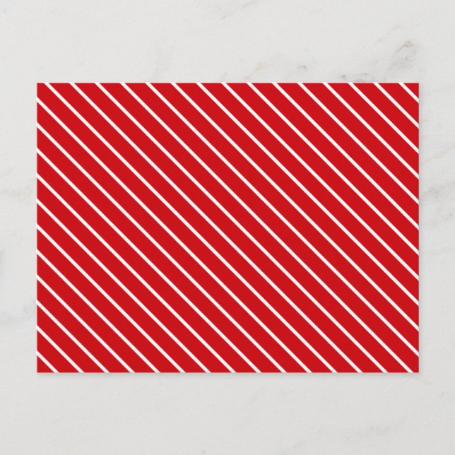 Cartão Postal Pinstripes diagonais - vermelho profundo e branco (Frente)